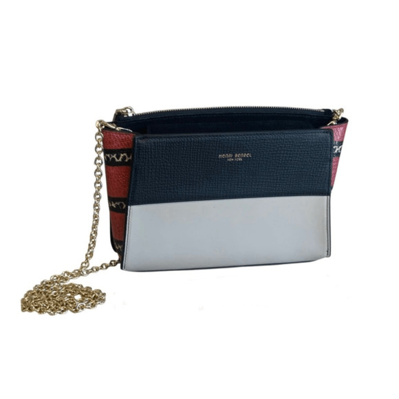 Henri Bendel Tilda Red Snakeskin Leather Color Blocked Crossbody Clutch New - Picture 1 of 8